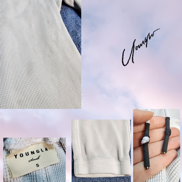 YoungLA Off White Jogger Athleisure Gym Stretch Workout Lounge Sweatpants S - Picture 2 of 2